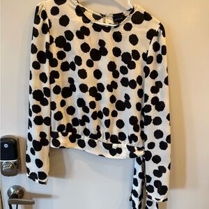 Black and White Polka Dot Long Sleeve Top